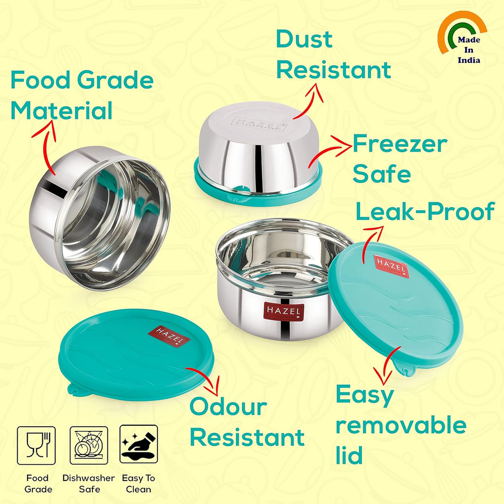 HAZEL Stainless Steel Air Tight Storage Container 450ML | Leak Proof Lunch Box | Grocsy