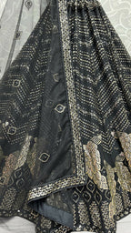 Jyoti Fashion Women's Black Bridal Net Fancy Foil & Sequins with Multi Thread Embroidered Wedding Lehenga Choli | Grocsy