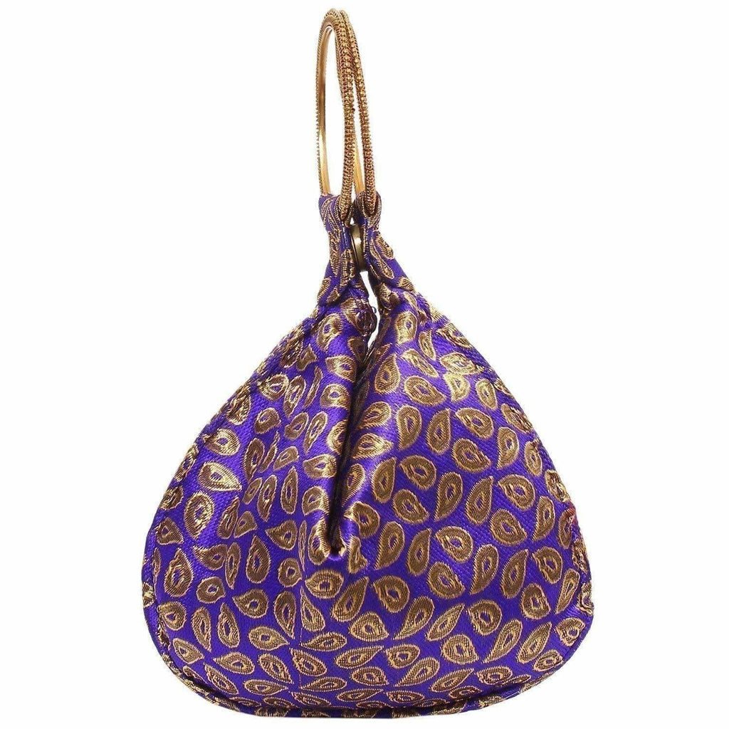 Ethnic Clutch Silk Potli Batwa Pouch Bag with Metal Bead work | Grocsy