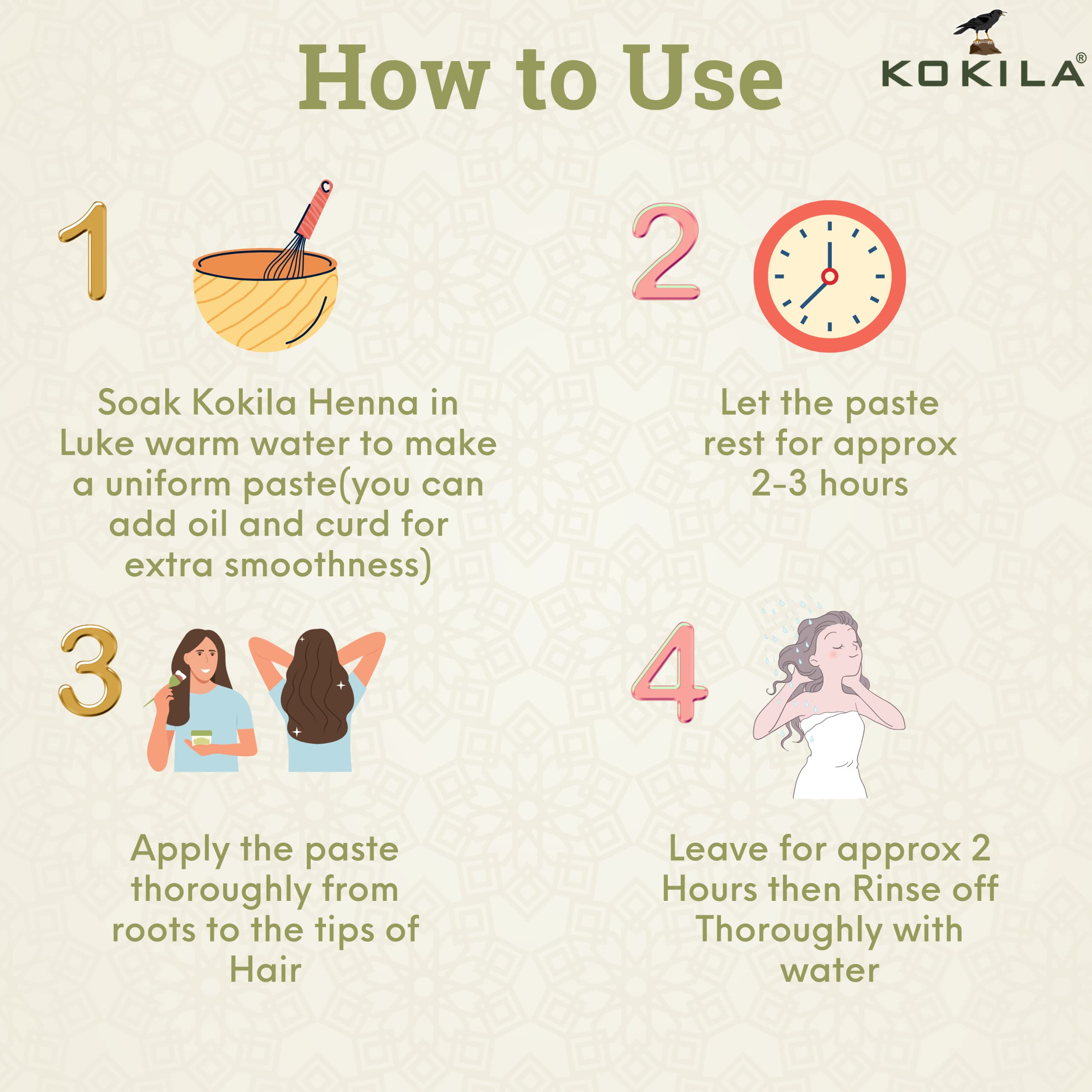 Kokila 100% Natural & Herbal Henna Mehandi Powder With 6 Ayurvedic Herbs, Organic Hair Colour | Grocsy