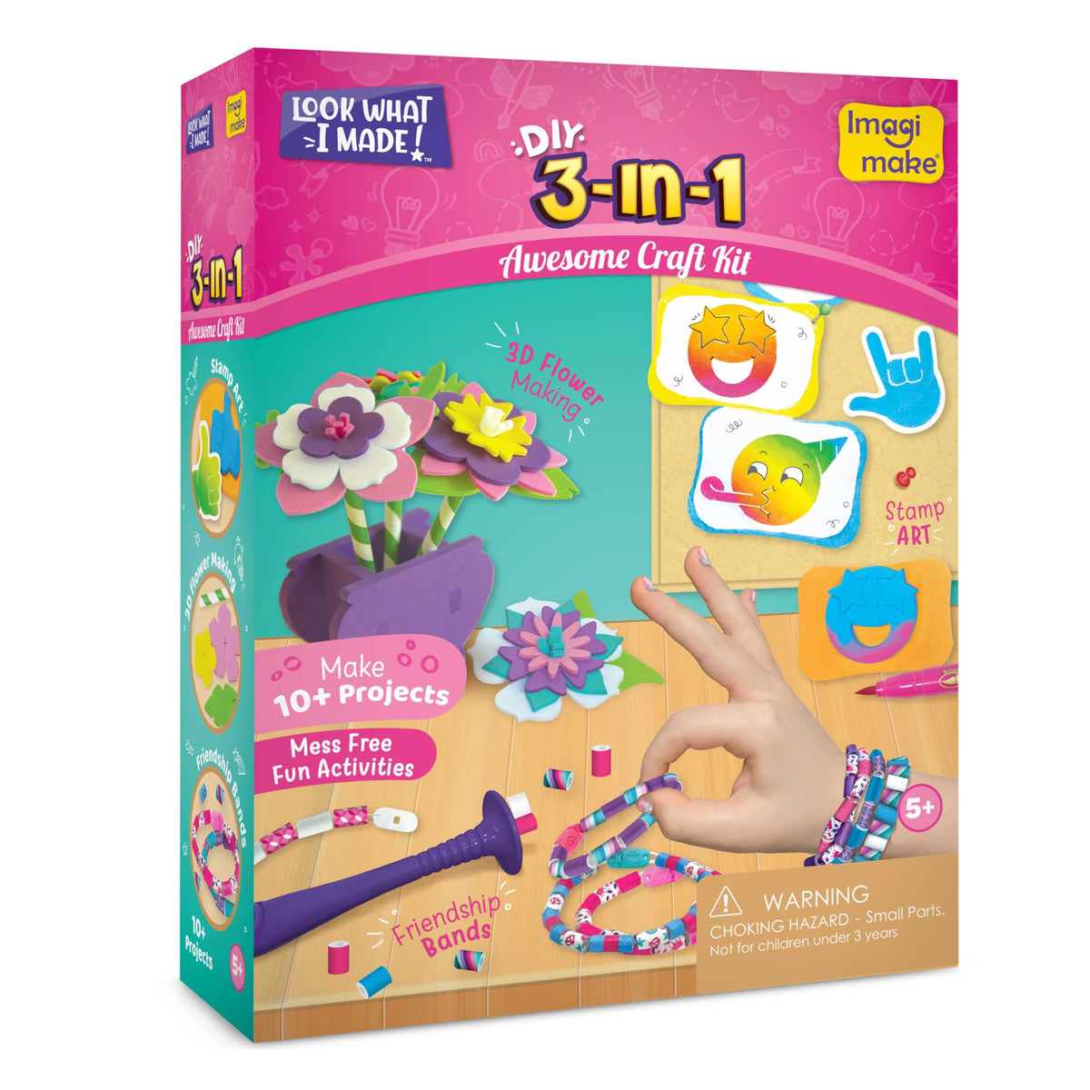 Imagimake Craft Kit - Arts and Crafts for Kids Ages 5+ - Air Dry Clay, Paper Quilling, Stamp Art - 3-in-1 Arts and Crafts Kit - Gifts for 5, 6, 7, 8 Year Olds | Grocsy