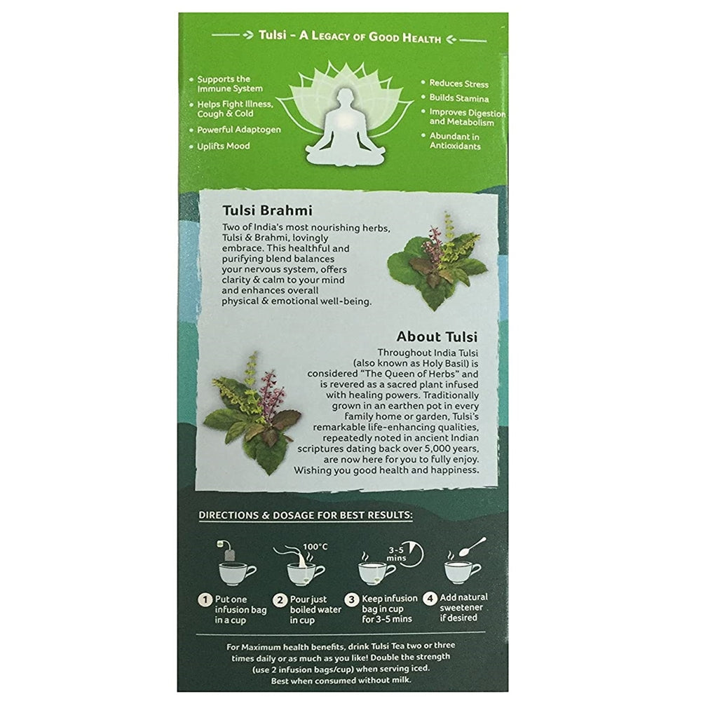 Organic India Tulsi Brahmi Tea 25 Tea Bags | Grocsy