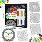 Art Therapy Mandala Adult Colouring Book 1: Mandala Colouring Book, Adult Coloring Book Kit With 12 Sketch Pens, Fun For Adults, Relaxing Coloring Workbook | Grocsy