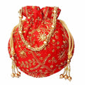 Ethnic Clutch Silk Potli Batwa Pouch Bag with Metal Bead work Gift | Grocsy