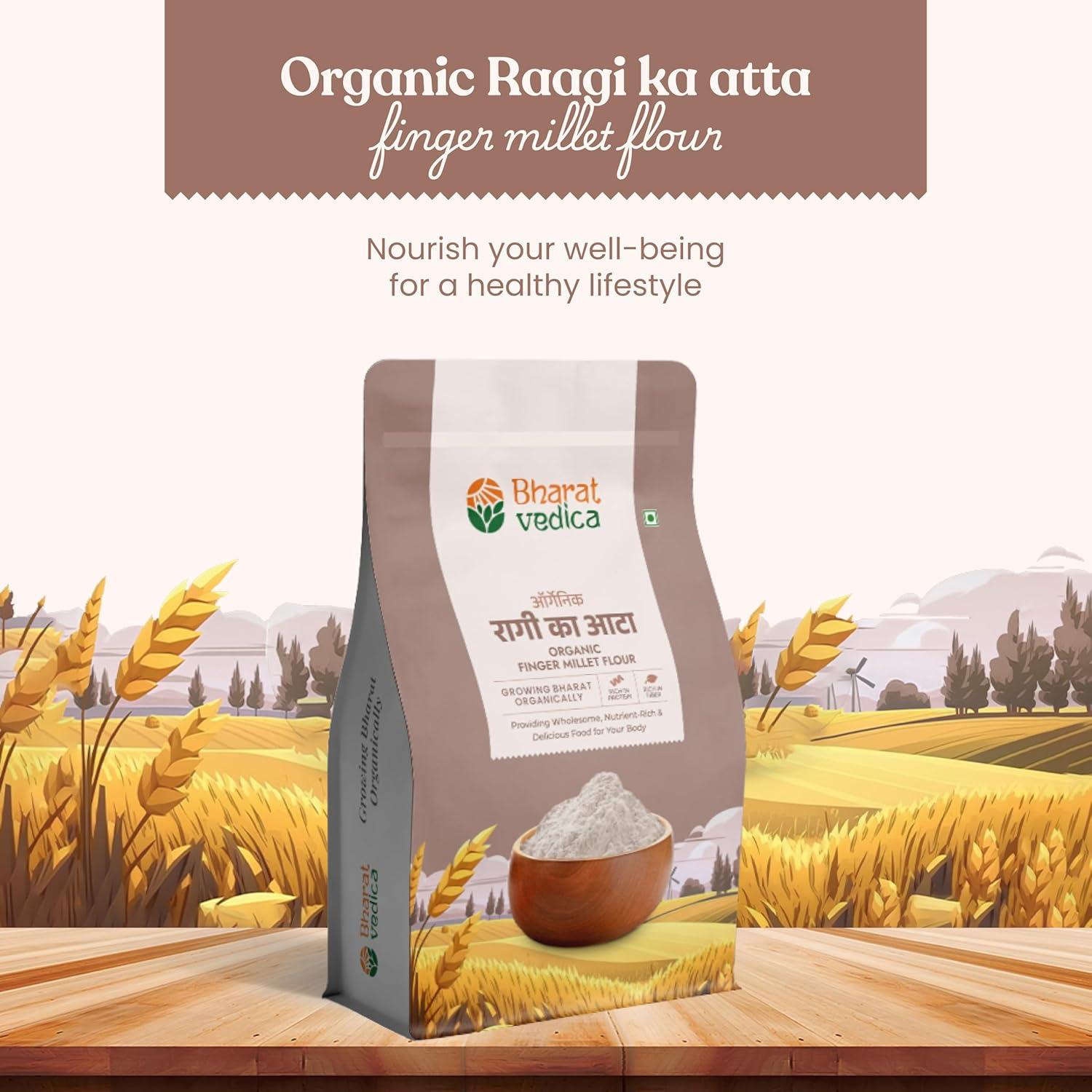 Bharat Vedica Organic Finger Millet Flour - Organic Ragi ka atta | Grocsy