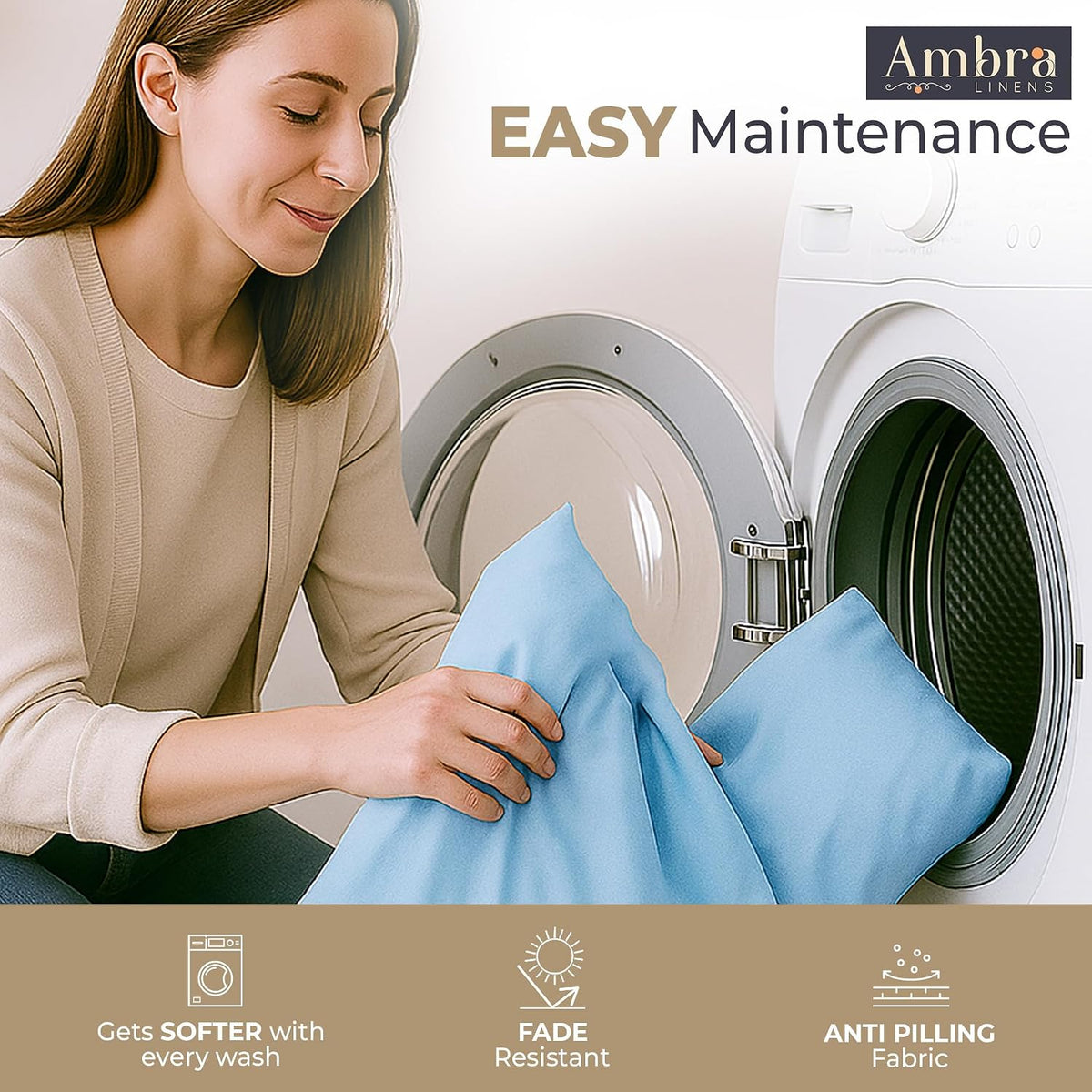 Ambra Linens Ultra Soft Pillow Protectors 400TC Set of 2 Breathable Pillow Covers-Sky Blue | Grocsy