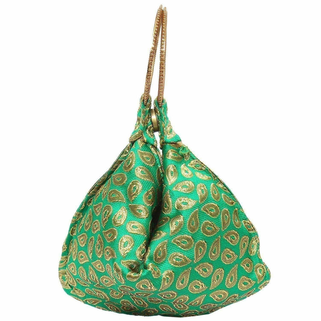 Ethnic Clutch Silk Potli Batwa Pouch Bag with Metal Bead work | Grocsy
