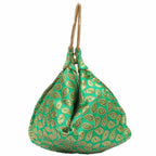 Ethnic Clutch Silk Potli Batwa Pouch Bag with Metal Bead work | Grocsy