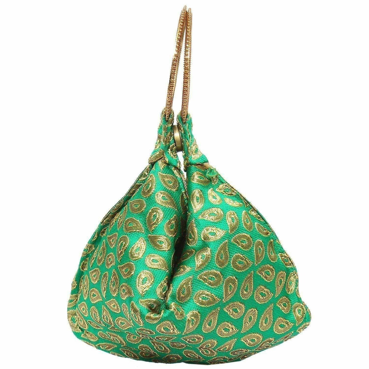 Ethnic Clutch Silk Potli Batwa Pouch Bag with Metal Bead work | Grocsy