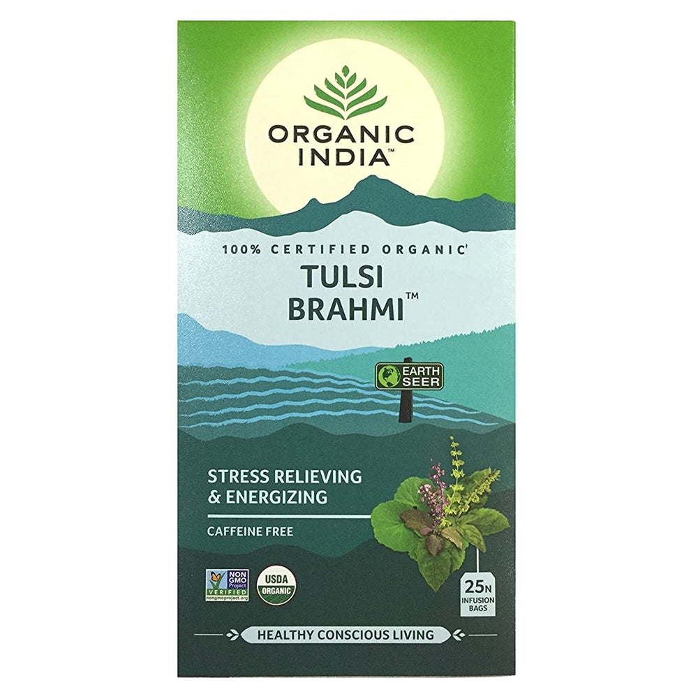 Organic India Tulsi Brahmi Tea 25 Tea Bags | Grocsy
