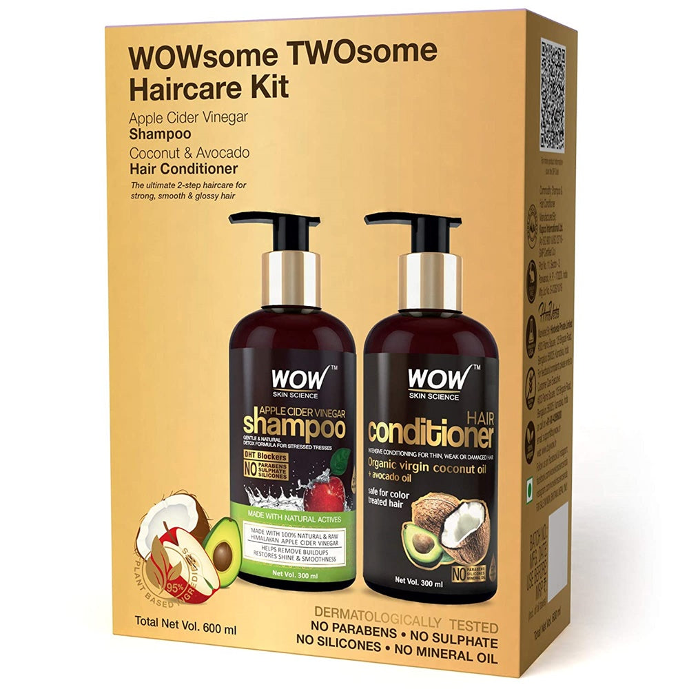 Wow Skin Science Apple Cider Vinegar Shampoo and Hair Conditioner Combo | Grocsy