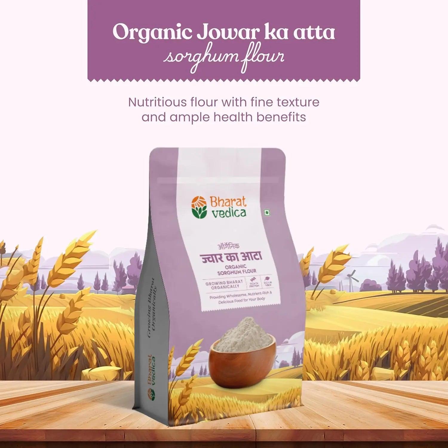 Bharat Vedica Organic Sorghum Flour - Organic Jowar ka Atta | Grocsy