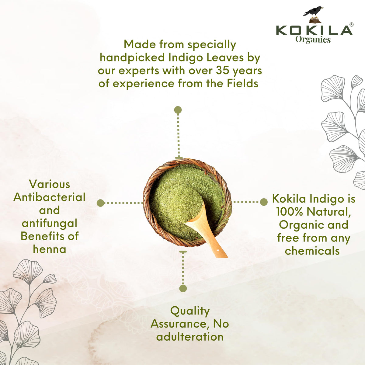 Kokila Indigo Powder 100% Naturals & Organic Hair Coloring, Protects Hair From Damage | Grocsy