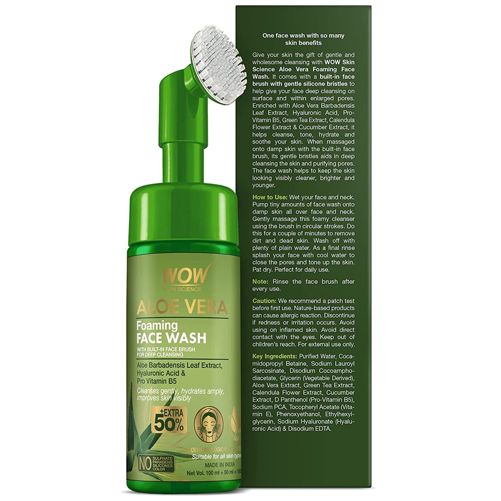 Wow Skin Science Aloe Vera Foaming Face Wash | Grocsy