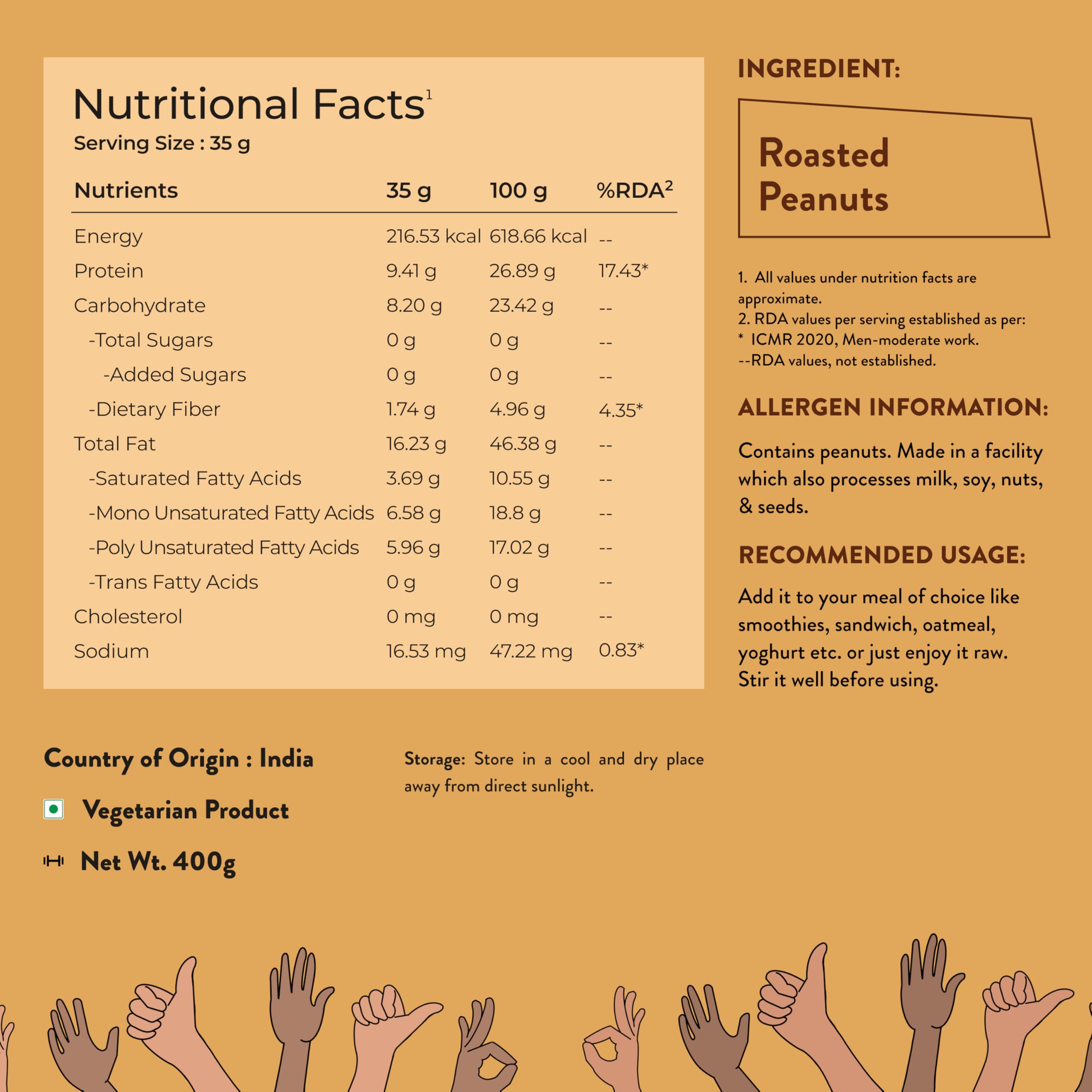 Nutrabay Unsweetened Peanut Butter (Crunchy) | Grocsy