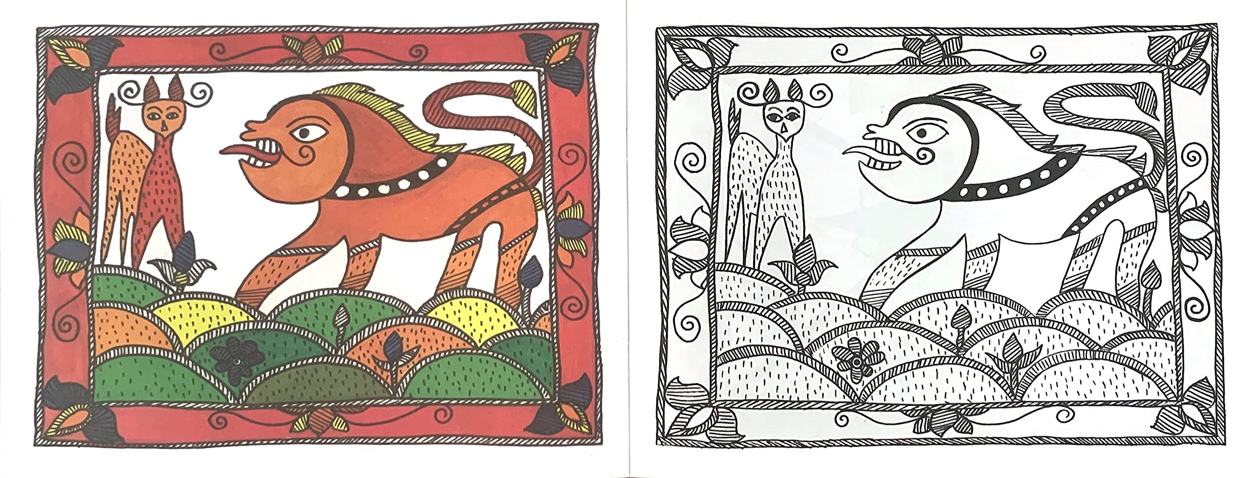 Scholars Hub Best Of Madhubani Art Paintings Book -Vol 1, Vol 2 (Set Of 2 Books) | 48 Pages | Grocsy