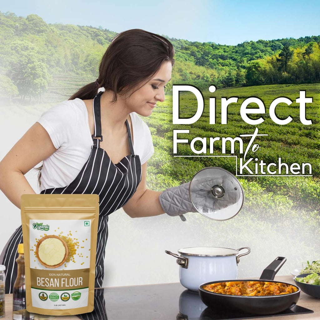 Organic Zing Besan Flour also known as Chickpea Flour, Bengal Gram Flour or Garbanzo Bean Flour |Vegan| Preservative Free | Resealable Pack | Grocsy