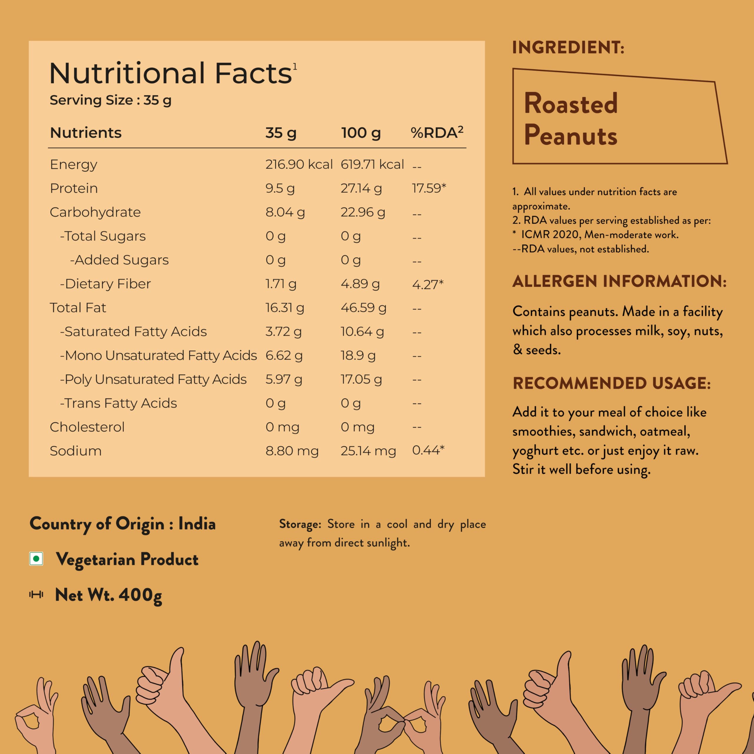Nutrabay Unsweetened Peanut Butter (Creamy) | Grocsy