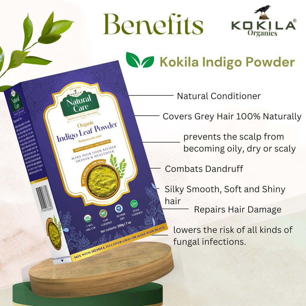 Kokila Indigo Powder 100% Naturals & Organic Hair Coloring, Protects Hair From Damage | Grocsy