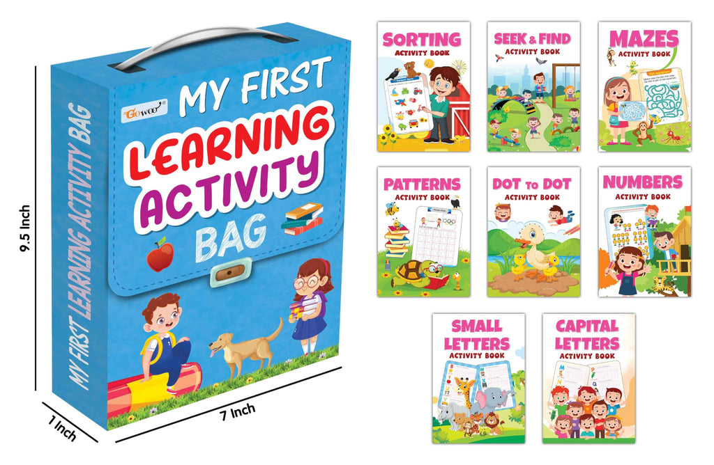 My First Learning Activity Bag : Educational Activity Books, Activity Bag For Early Learners, Kid'S Activity Bag Set-Ages 3-12, Mazes, Small Letters, Capital Letter And More | Activity Books | Grocsy