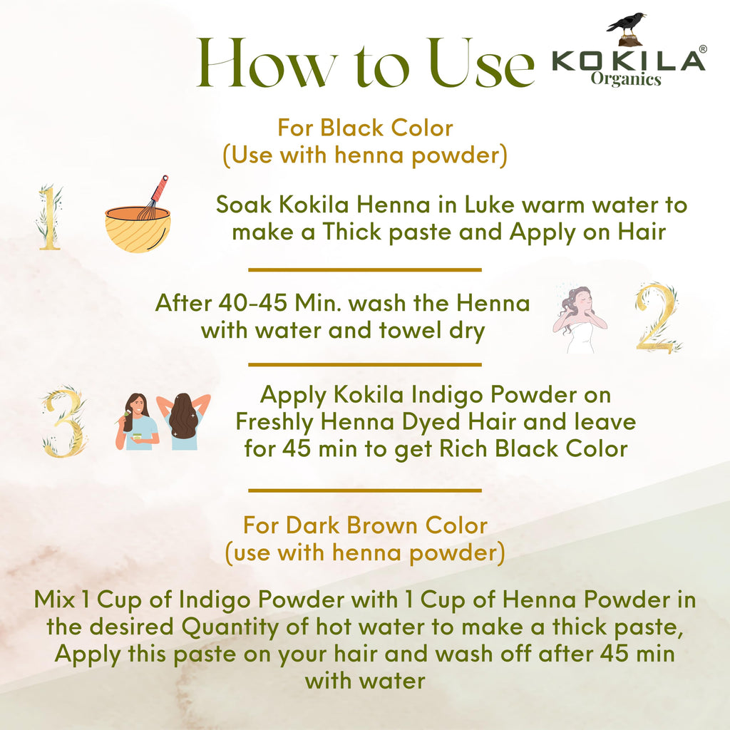 Kokila Indigo Powder 100% Naturals & Organic Hair Coloring, Protects Hair From Damage | Grocsy