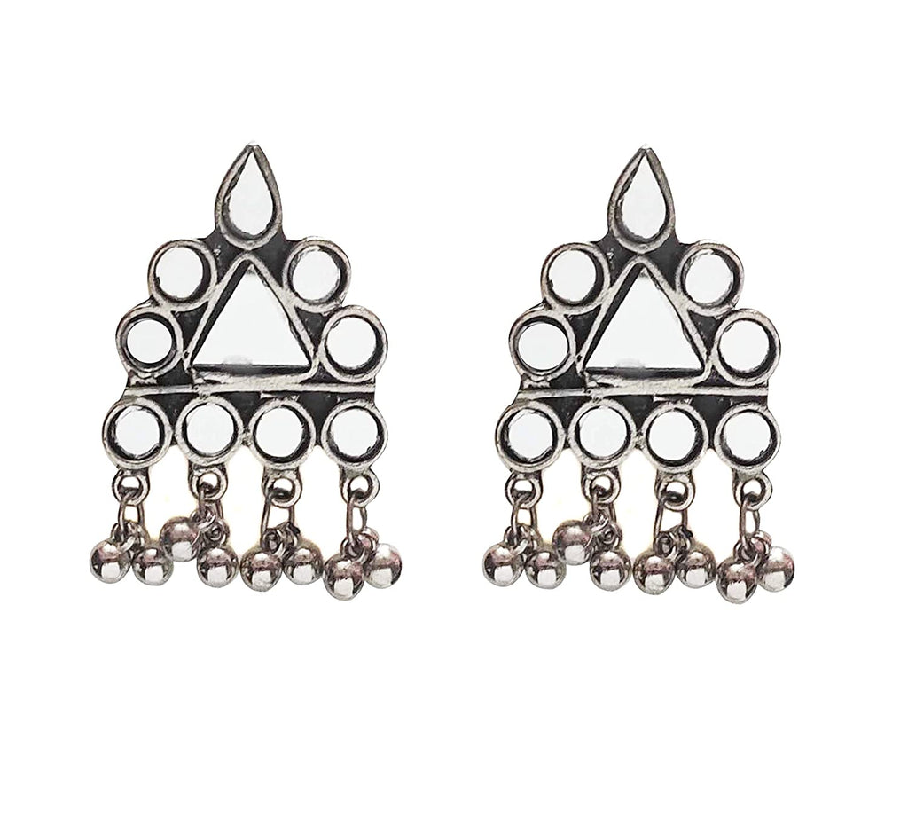 Silver-Plated Alloy Long Kundan Studded Silver Oxidised Necklace - The Pari | Grocsy