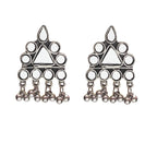 Silver-Plated Alloy Long Kundan Studded Silver Oxidised Necklace - The Pari | Grocsy