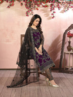 Anaita Purple Embroidered Net Salwar Suit | Grocsy