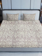 Sangria Maroon & Grey Ethnic Motif Printed 200TC Pure Cotton King Bedsheet Set | Grocsy