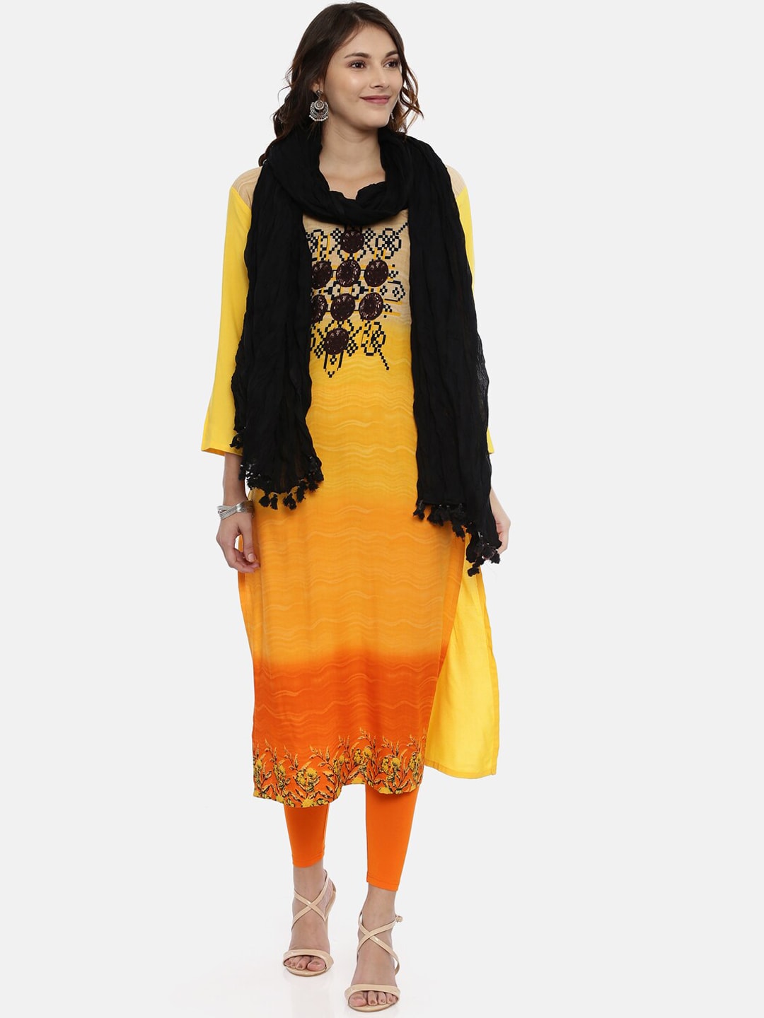 Souchii Black Solid Tasselled Cotton Dupatta | Grocsy