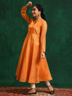 Aks Ethnic Motifs Keyhole Neck Flared Anarkali Kurta | Grocsy