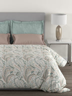 MYTRIDENT Green White Ethnic Motifs Cotton 144 TC Queen Bedsheet With 2 Pillow Covers | Grocsy