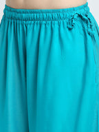 TAG 7 Women Set Of 2 White & Blue Flared Ethnic Palazzos | Grocsy