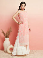 Aks Geometric Mirror Work Straight Kurta | Grocsy