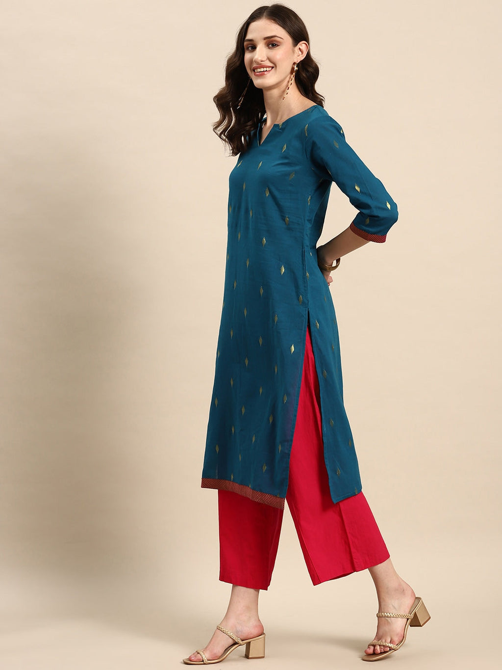 Sangria Geometric Printed Kurta | Grocsy
