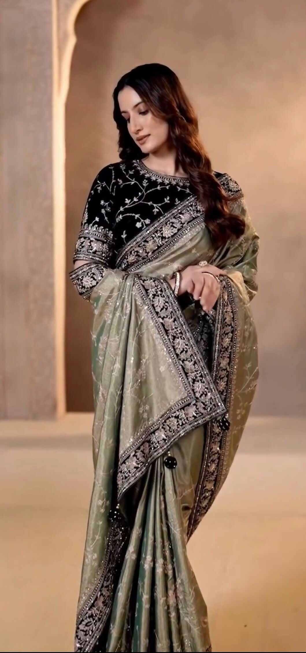 Joban Fashion Mehndi Soft Mocha Silk Party Wear Sarees | Grocsy