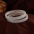 Estele Rhodium Plated Stunning White American Diamonds Enhanced 2:8 Size Bangles for Women