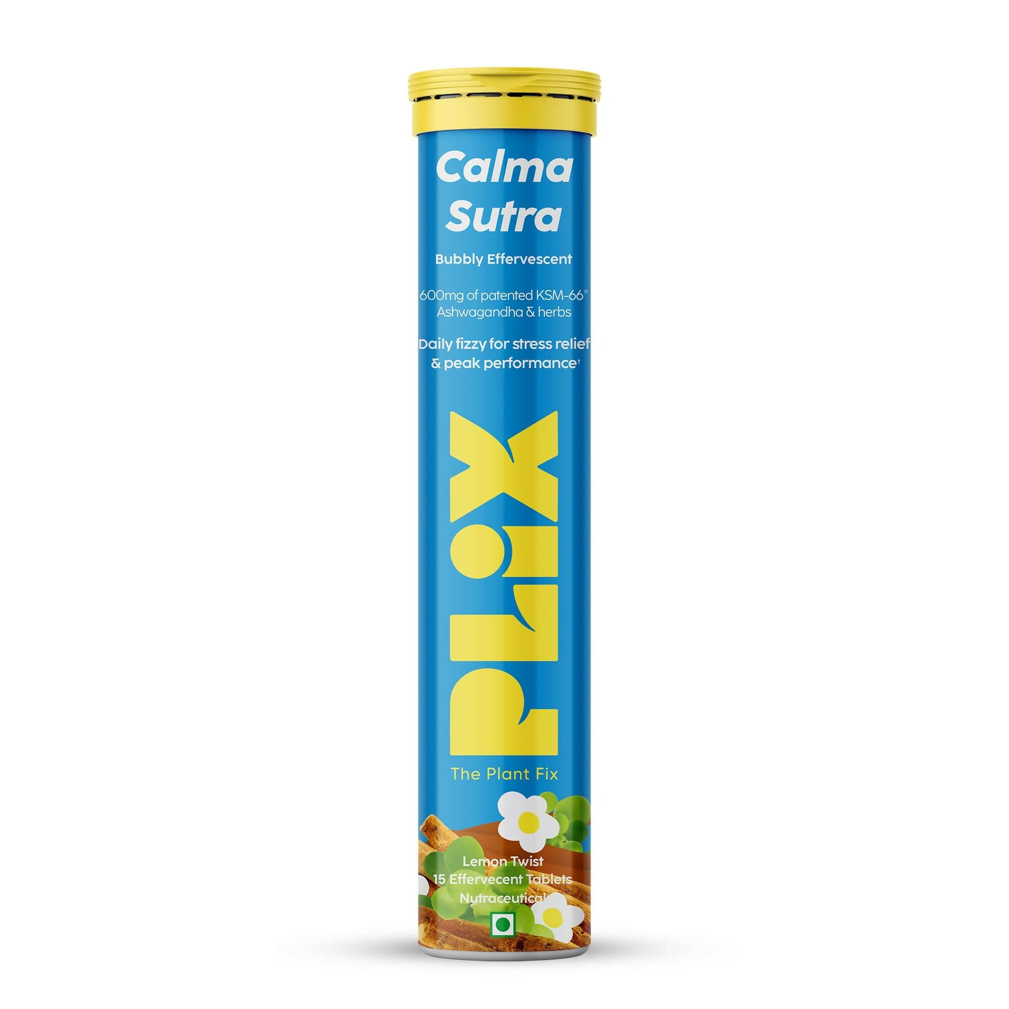 PLIX The Plant Fix Calma Sutra Ashwagandha Effervescent Tablets - Lemon Twist | Grocsy