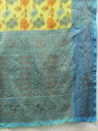 Lorenvalley Fashion Yellow Cotton Woven Design Zari Meenakari Weaving Saree | Grocsy