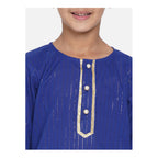 Little Bansi Boys Golden Striped Kurta and Dhoti - Royal Blue and Cream | Grocsy