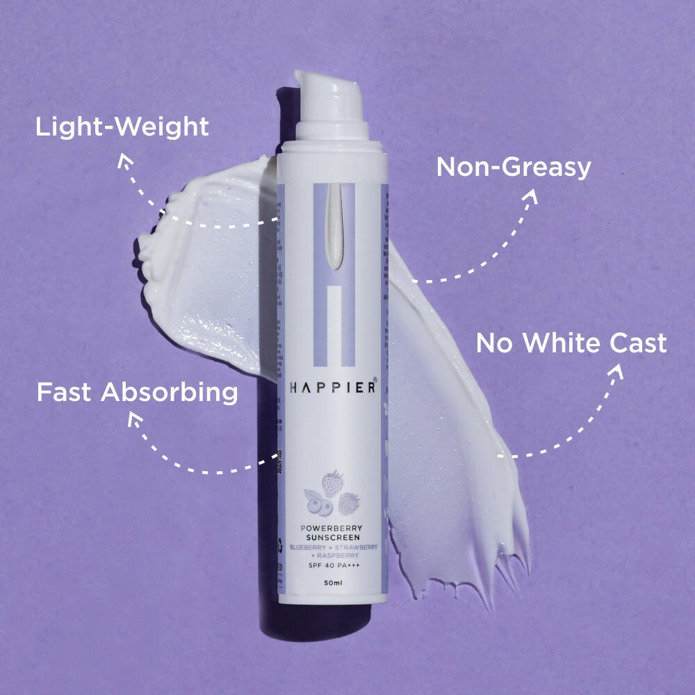 Happier Powerberry Sunscreen SPF 40 PA+++ | Grocsy