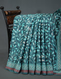 Peacock Blueish With Jaal Design Semi Crepe Silk Saree By Gayathri Reddy Designer Studio | Grocsy