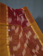 Dual Shades of Maroon And Chikoo Mangalagiri Ikkat Cotton Saree By Gayathri Reddy Designer Studio | Grocsy