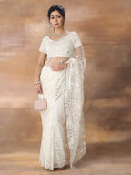 kasee Floral Embroidered Net Saree | Grocsy