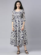 Souchii Floral Printed Chiffon Empire Midi Dress | Grocsy