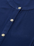HERE&NOW Band Collar Roll UP Sleeves Knee Length Kurta | Grocsy