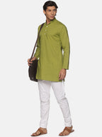Sethukrishna Men Green Pure Cotton Kurta with Pyjamas | Grocsy