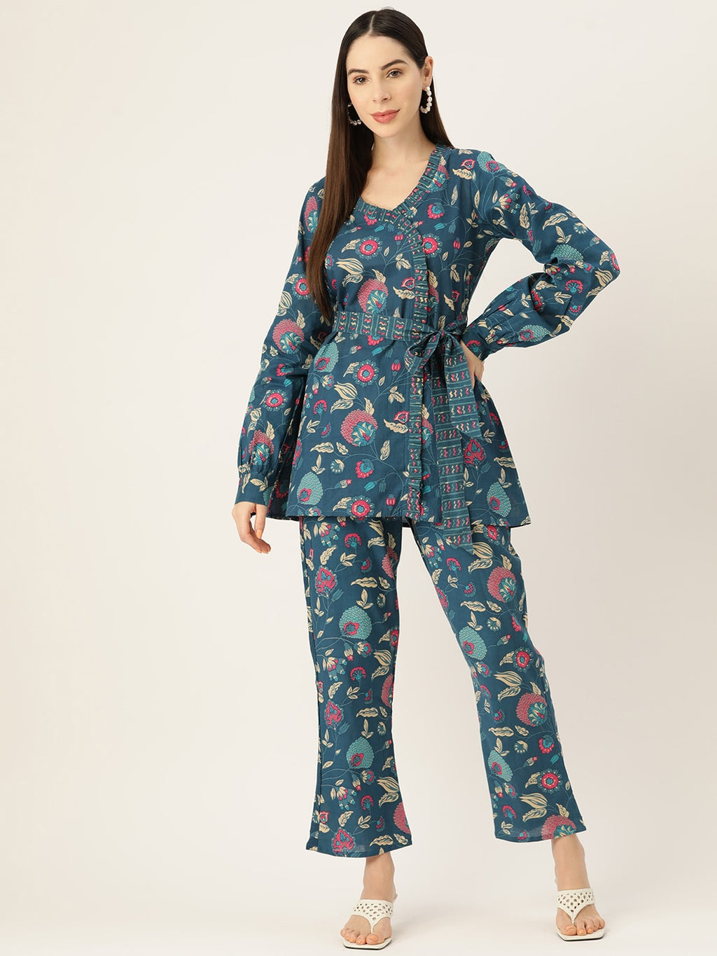 InWeave Blue Kalamkari Co Ord Set | Grocsy