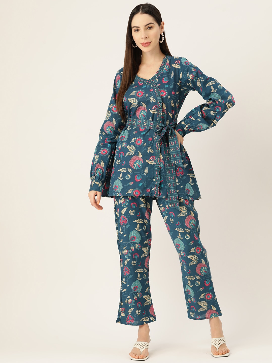 InWeave Blue Kalamkari Co Ord Set | Grocsy