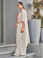 Tikhi Imli Embroidered Kaftan Saree With Belt | Grocsy